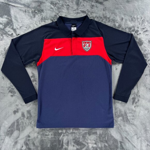 Nike USA Soccer National Team Long Sleeve Polo Shirt Men M Vintage Y2K World Cup - Picture 1 of 11